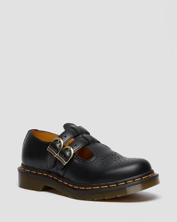 Black Women's Dr Martens 8065 Smooth Leather Mary Jane Shoes | CA 334JPQ